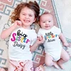 Personalized Big Sister Little Brother Matching Clothes Custom Name Kids T-shirt Bodysuit Birthday Party Family Look Outfit Tops 1