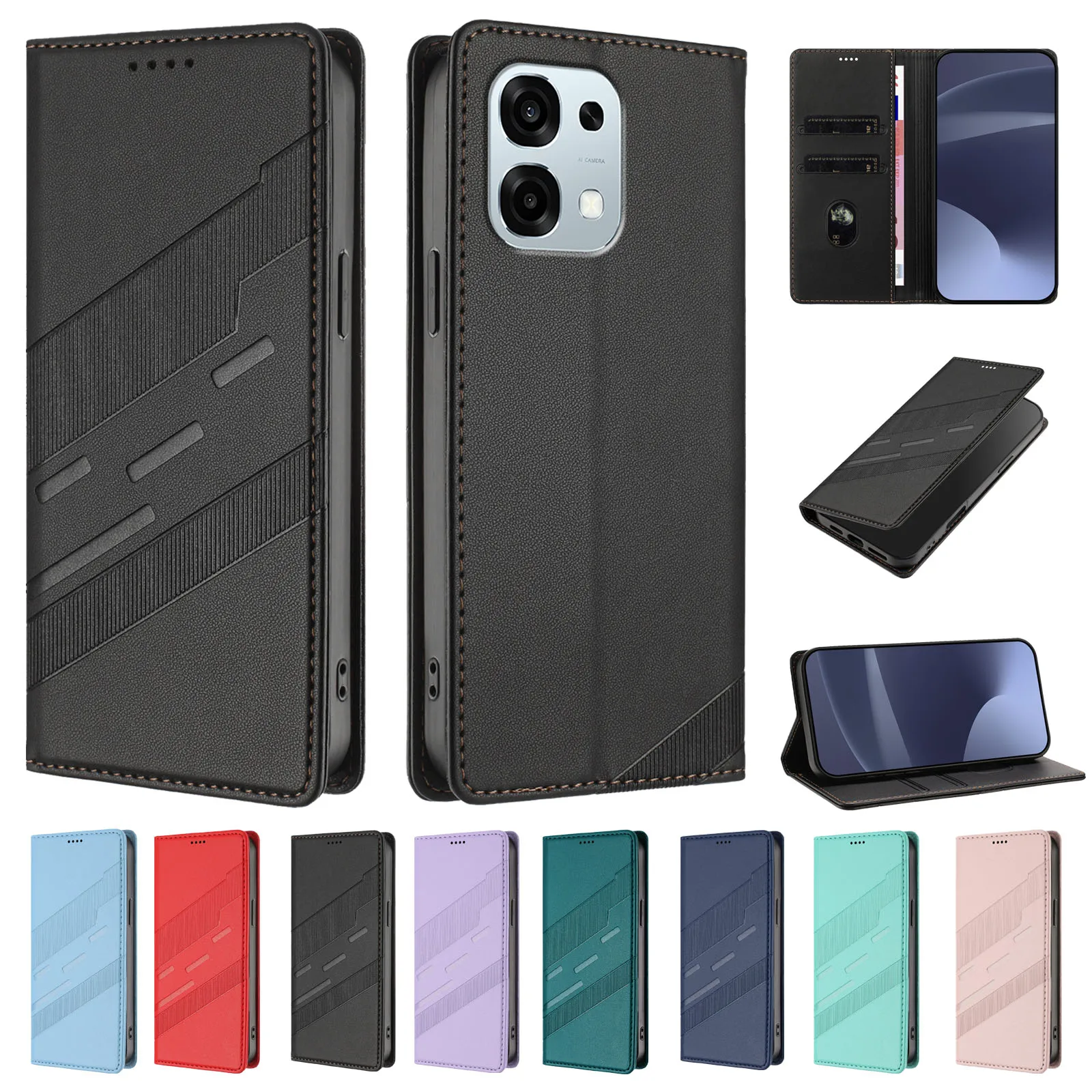 Luxury Leather Card Wallet Phone Case - Magnetic Protective Cover