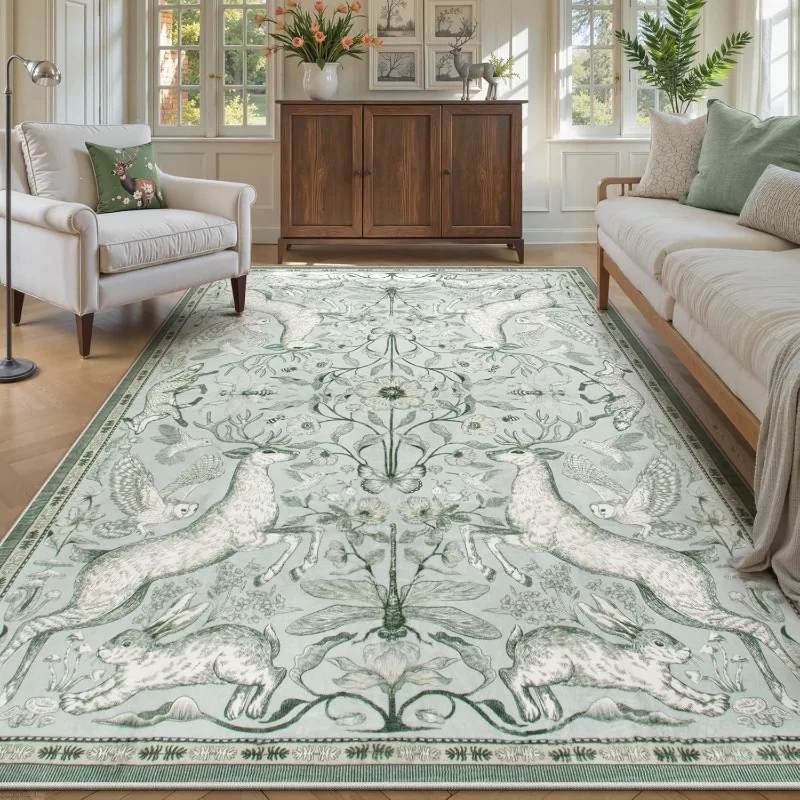 Bohemian Style Living Room Carpet Large Area Animal Print Bedroom Rug Machine Washable Foldable Non-slip Coffee Table Mats Tapis