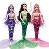 11 Inch Mermaid Doll Full Set Multi Joints Movable 30cm Height Doll with Sequin Skirt Suit Girls Dress Up Toys 2
