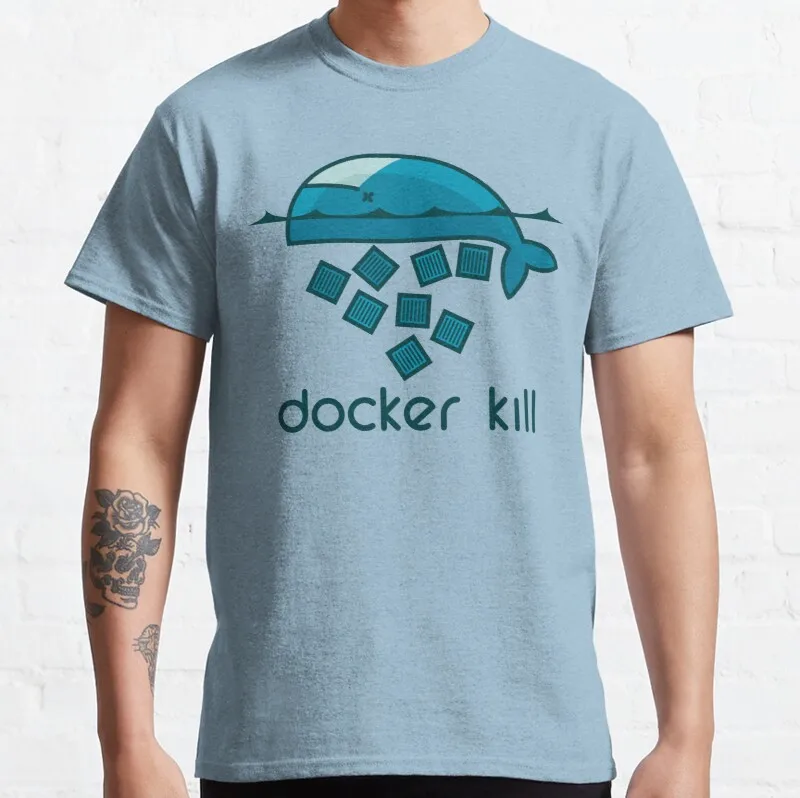 

Футболка Docker Kill классическая для мужчин и женщин, хлопковая тенниска оверсайз, модная забавная майка унисекс для подростков, под заказ