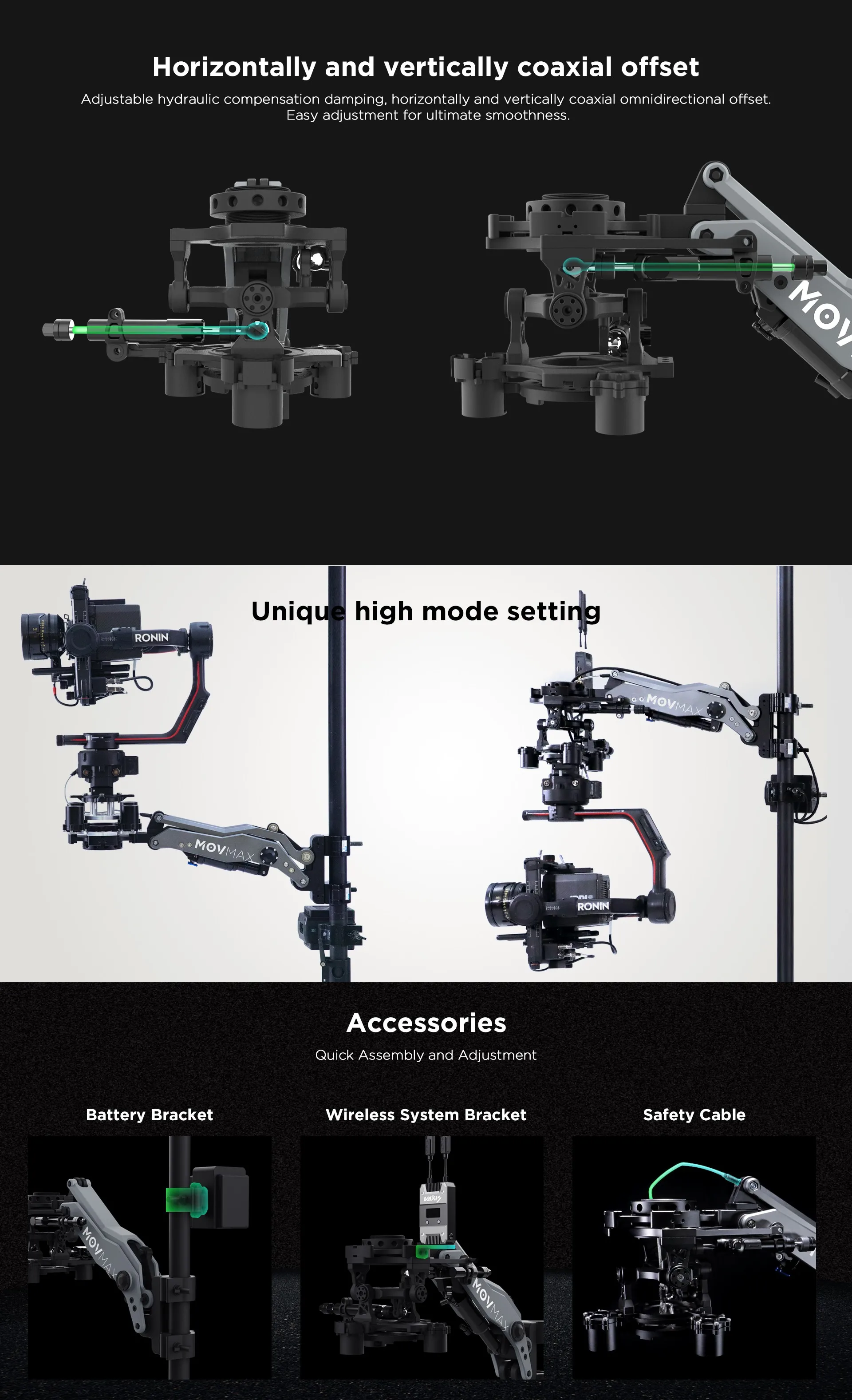 N2 Air Arm Anti-Shock Absorbing Car Shooting Hang Arm Payload 40kg for Movie Vid