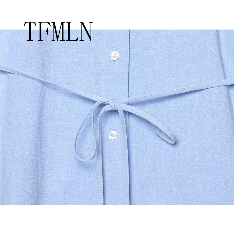 TFMLN Women Fashion Summer Loose Blouses Shirts Female Casual Long Sleeve Tops Shirts Single Breasted Oversized Tops
