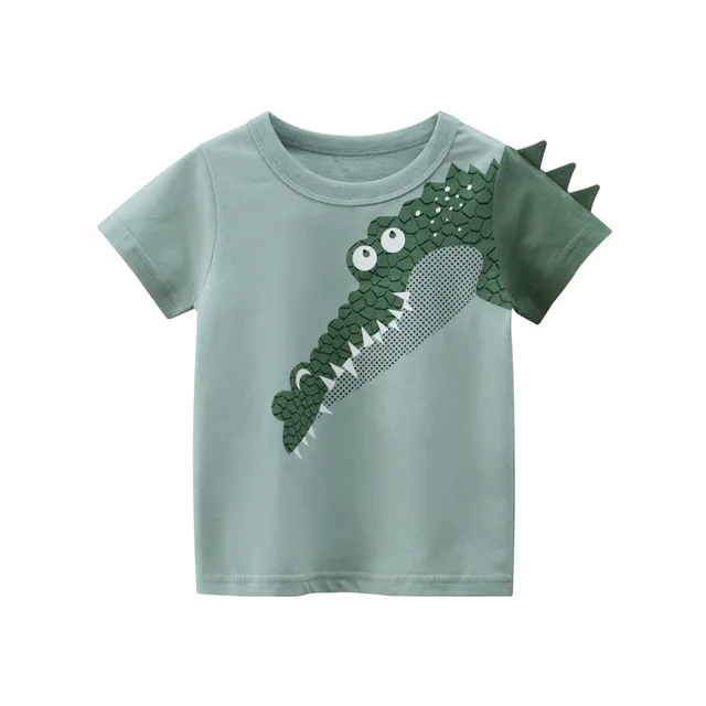 Boys Dinosaur T-shirts Cartoon Printed Girls Tees Children Tops Short-sleeve Clothes for Summer Kids Outfits Crocodile