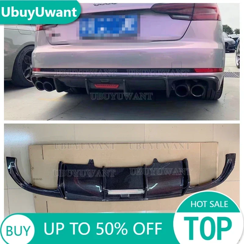 

Диффузор для заднего бампера, спойлер для Audi A4 B9 S-Line Sedan 2017-2023, стильный S-LINE, настоящее углеродное волокно