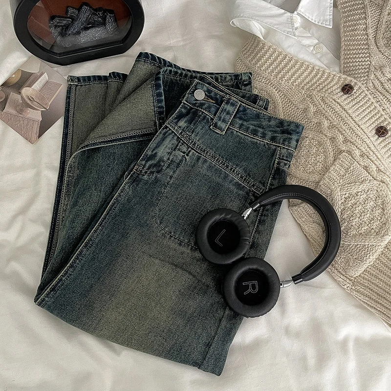 

Faldas Vintage Chic Split Long Denim Skirt Women Korean Fashion High Waist Distressed Pockets A Line Jeans Skirt Streetwear