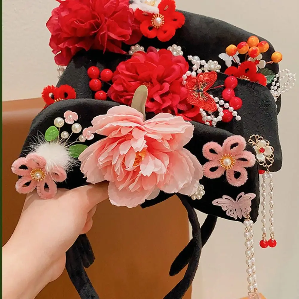 Chinese Style Ancient Royal Court Queen Princess Headband Children Headdress Traditional Hanfu Crown New Year Hair Accessories 3