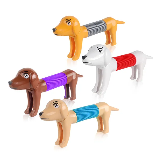 1- 4Pcs Novelty Spring Dog Pop Tubes Sensory Toy Stress Relieve Bellows Toys For Adult Kids Anti-stress Squeeze Toys Gifts 5