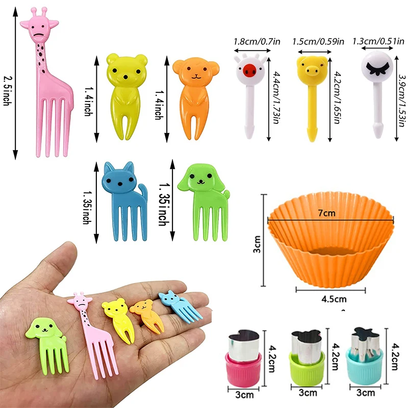 Cute Mini Food Picks Children Animal Cartoon Snack Cake Dessert Food Fruit Forks Silicone Lunch Box Dividers fruit fork food picks food toothpicks silicone fork
