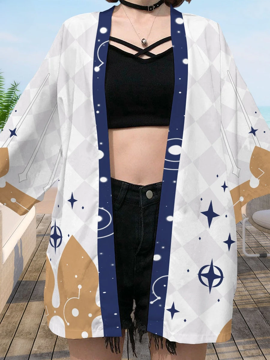Paimon KimonoKimono Cape Loose Three-quarter Sleeve Cardigan Robe Haori