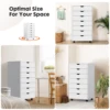 JHK 7 Drawer Storage Wooden File Cabinet with Wheels for Room Organizing
