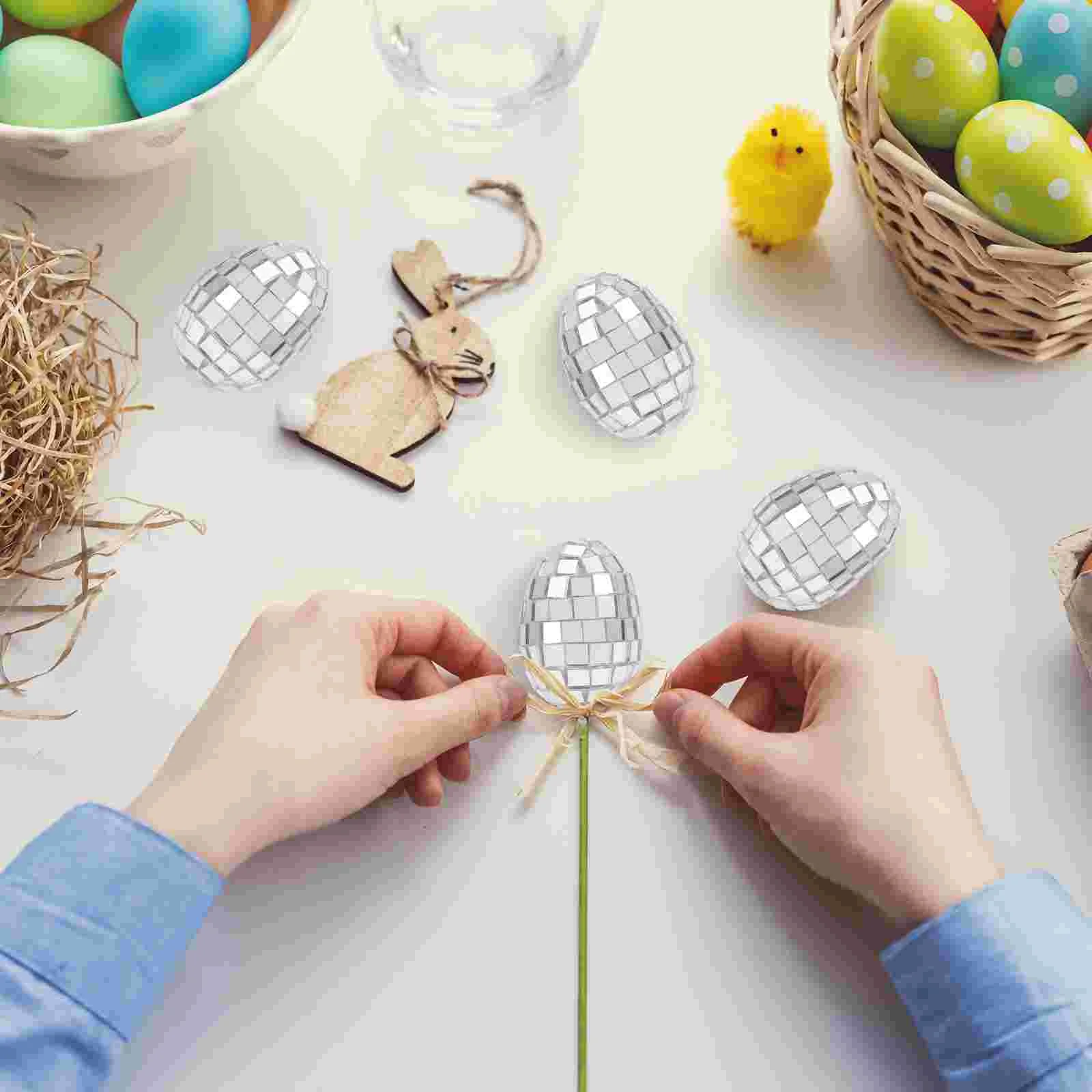 

12Pcs Egg Shape Mirror Balls Ornaments Festival Party Layout Mirror Balls Easter Decor