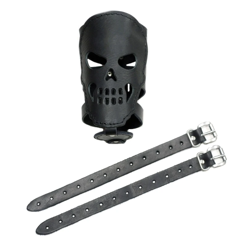 

Universal Motorcycle Skull Leather Cup Beverage Rack Can Bottle Holder Set F1CF