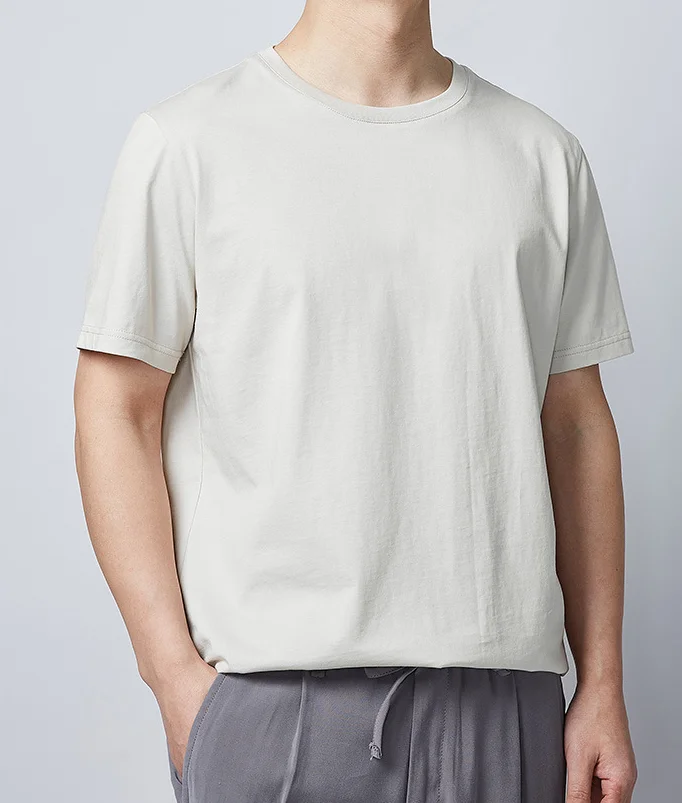 

2022 Men's lapel T-Shirt Men's Summer Thin Men's Casual silk light business casual summer new solid color half-sleeve