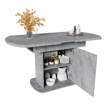 Tavolo da pranzo ovale estraibile L110/130 * L70 * H75 cm tavolo da pranzo con spazio di archiviazione tavolo da caffè per il tempo libero pranzo moderno e minimalista 1