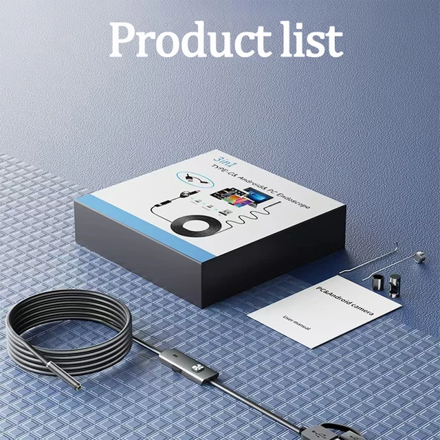 7MM Android Endoscope Camera 3 IN1 Micro USB Type C Borescope Mini Camera Waterproof LED Car Inspection For Android PC 6