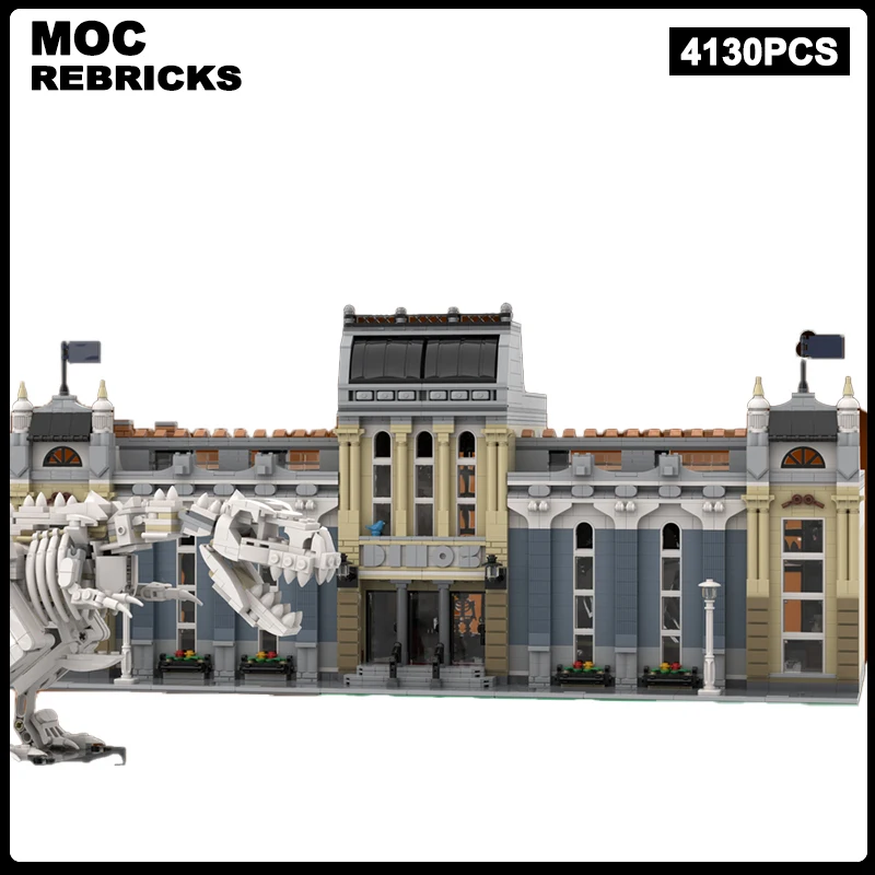 

Модульное здание серии обзор средневековой улицы, выставочный зал MOC динозавров, модель «сделай сам», техническая сборка кирпичей, детская игрушка, подарок