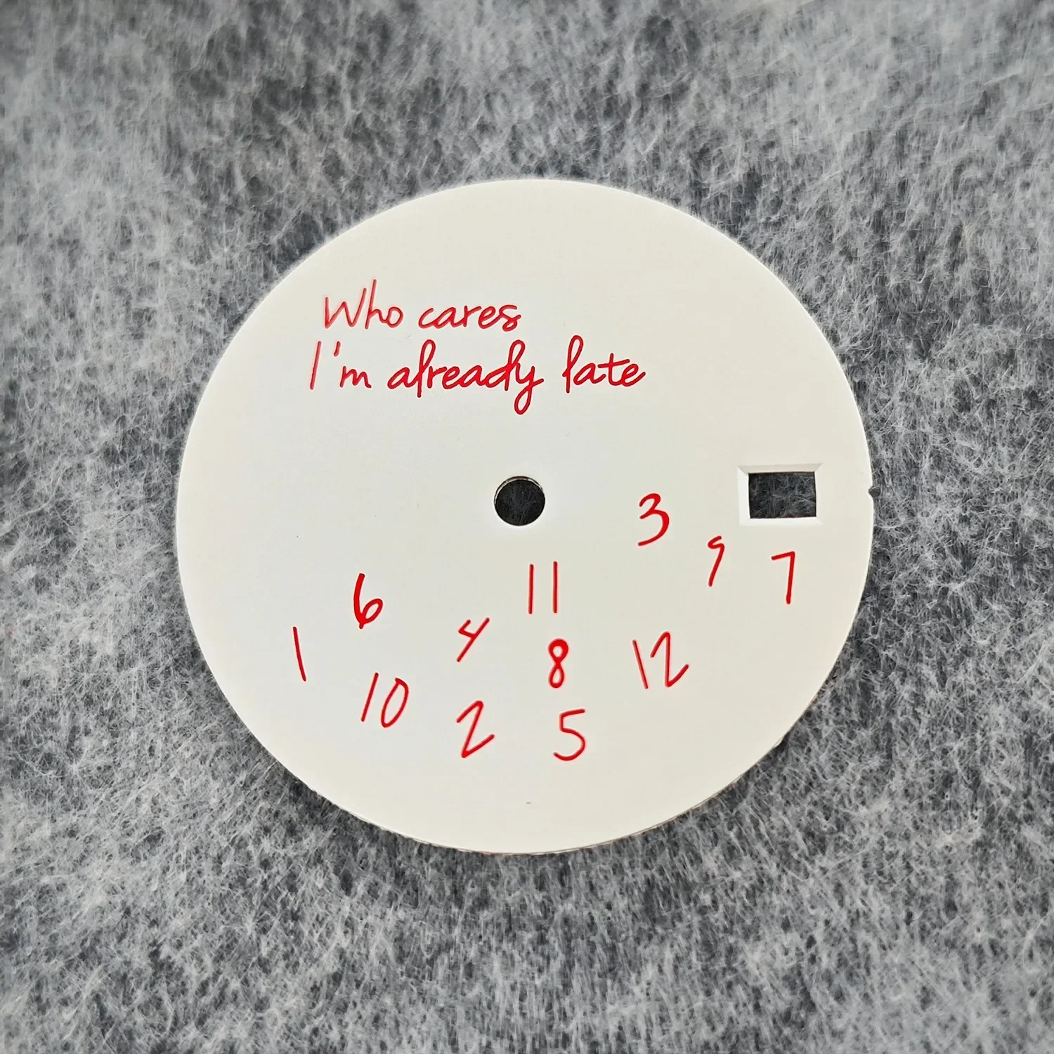 Sleek 28.5mm DIY Watch Dial – Bold 'It's Already Late' Design