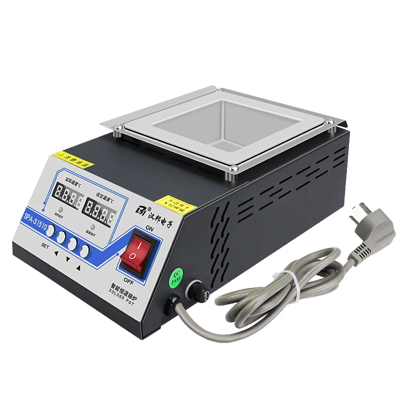 SPA-S1010 Lead Free Soldering Pot 700W Industrial Dual Digital Display Constant Temperature Pure Titanium Tin Melting Furnace