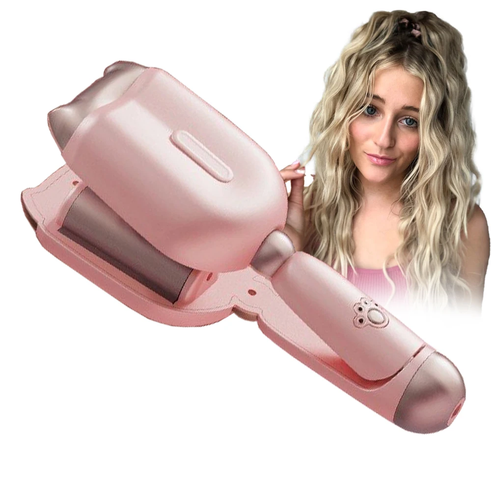 

Щипцы для завивки волос в форме яиц, утюжок с 2 валиками, 32 мм, прекрасная керамическая плойка для больших волн, розовый