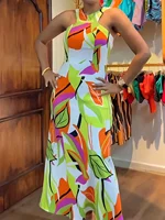 Casual Elegant Vacation Minimalist Mix & Match Print Spaghetti Strap Dress - Image 3