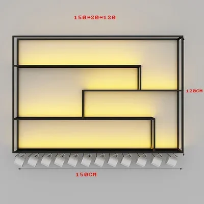 Bar wrought iron luminous retro bar wine rack Bar counter wall-mounted wine cabinet Home creative rack Display