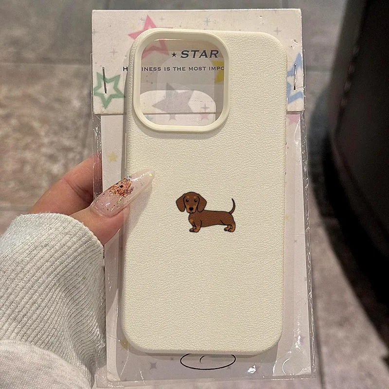 Minimalist Brown Dachshund Pattern Soft TPU Phone Case Cover
