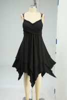 ROSEGAL Plus Size Women Dresses Black Casual Textured Crossover Strappy Handkerchief Cami Dress Asymmetrical Vestidos - Image 5