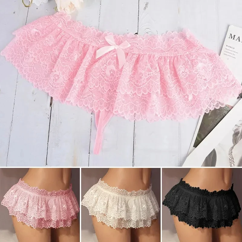 New Womens Sexy Cosplay Vintage Pleated Skirt Ultra Short Skirt Cute Nightwear Lace Thongs Panties Lingerie Briefs Mini Skirt