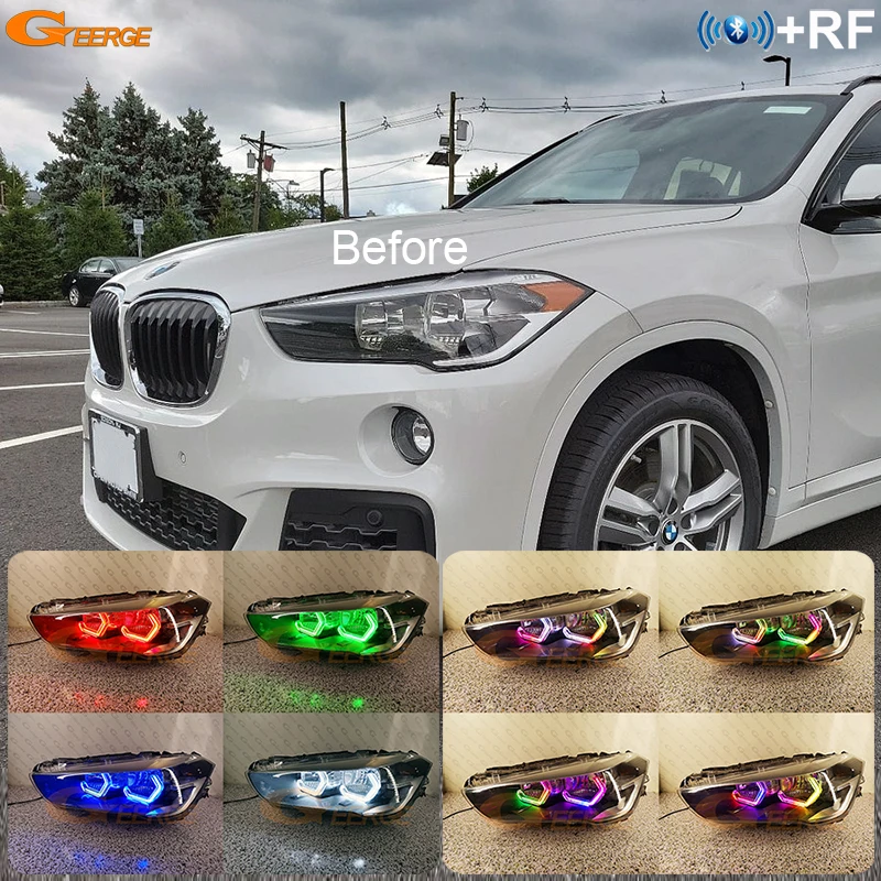 For BMW X1 F48 2015 2016 2017 2018 2019 Ultra Bright Concept M4 Iconic Style Dynamic Multi Color RGB LED Angel Eyes Halo Rings