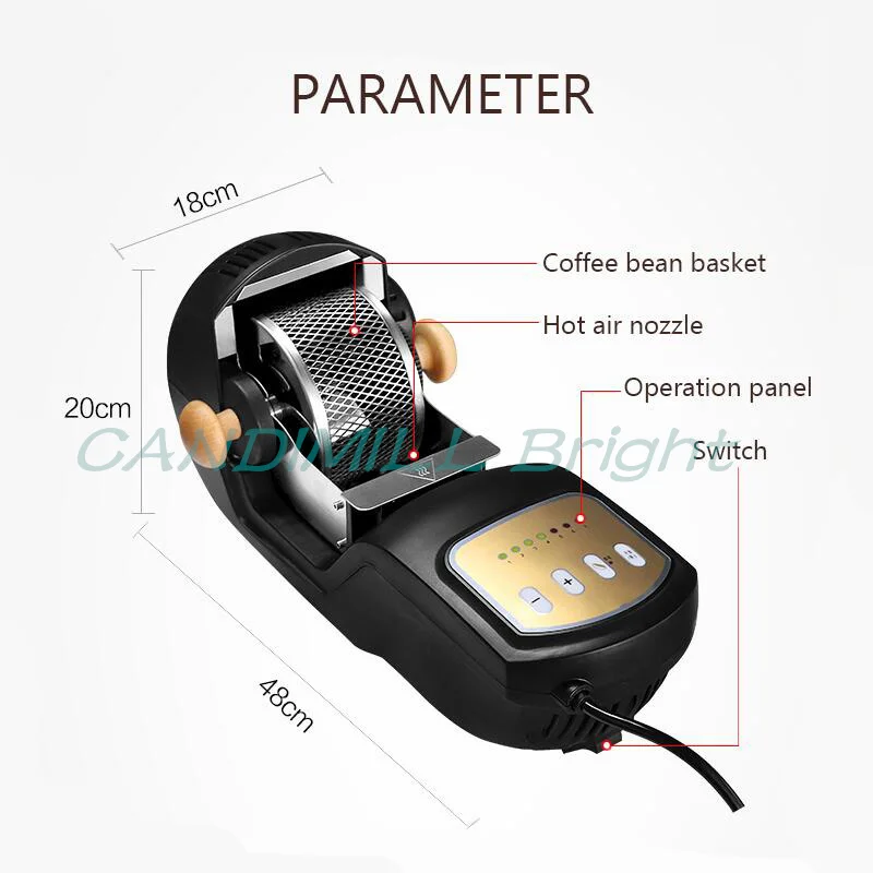 110/220V Automatic Small Portable Household Hot Air Coffee Bean Roasting Machine Kitchen Baking Tool