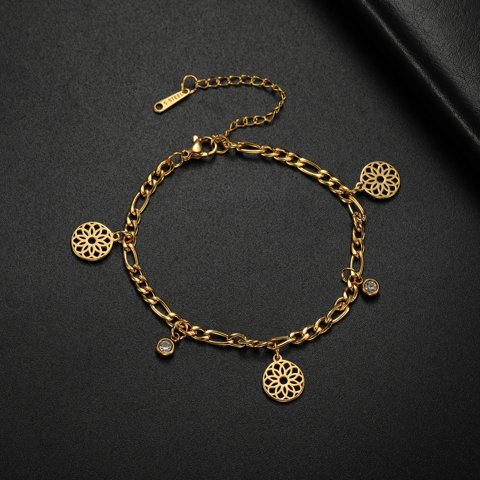 Kkjoy Mode Edelstahl Persönlichkeit hohl kleine Chrysantheme Anhänger Fußkettchen für Frauen Schmuck Accessoires Geschenk Großhandel – Detail 21