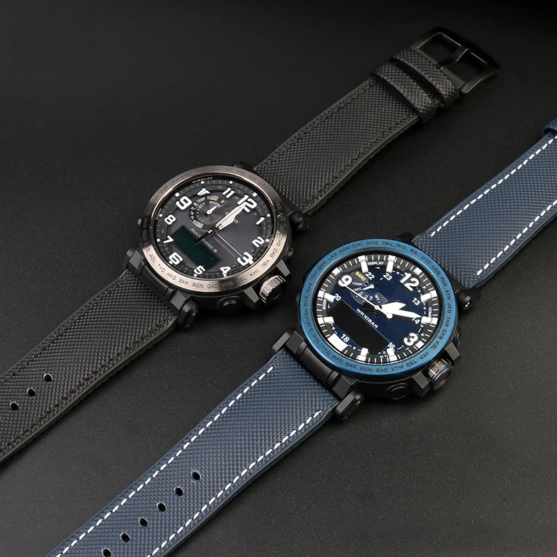 Durable Nylon Rubber Bottom Sports Watchband - 24mm Canvas Silicone Strap