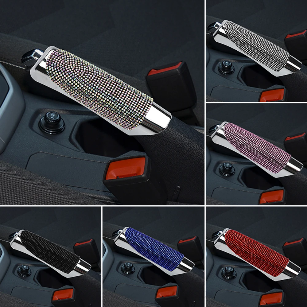 Shiny Diamond Crystal Car Handbrake Covers Auto Gear Shift Anti-slip Collars Pink Bling Car Accessories Interior for Women