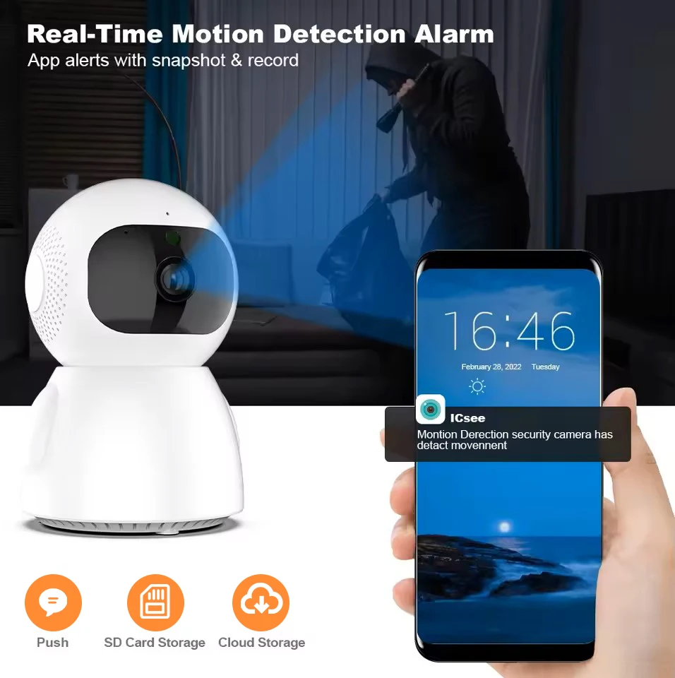 2.4G Wifi Cameras 3MP Video Surveillance AI Human Dection 3/2/1PCS IP Camera Home Security Wireless Two Way Audio iCSee 2