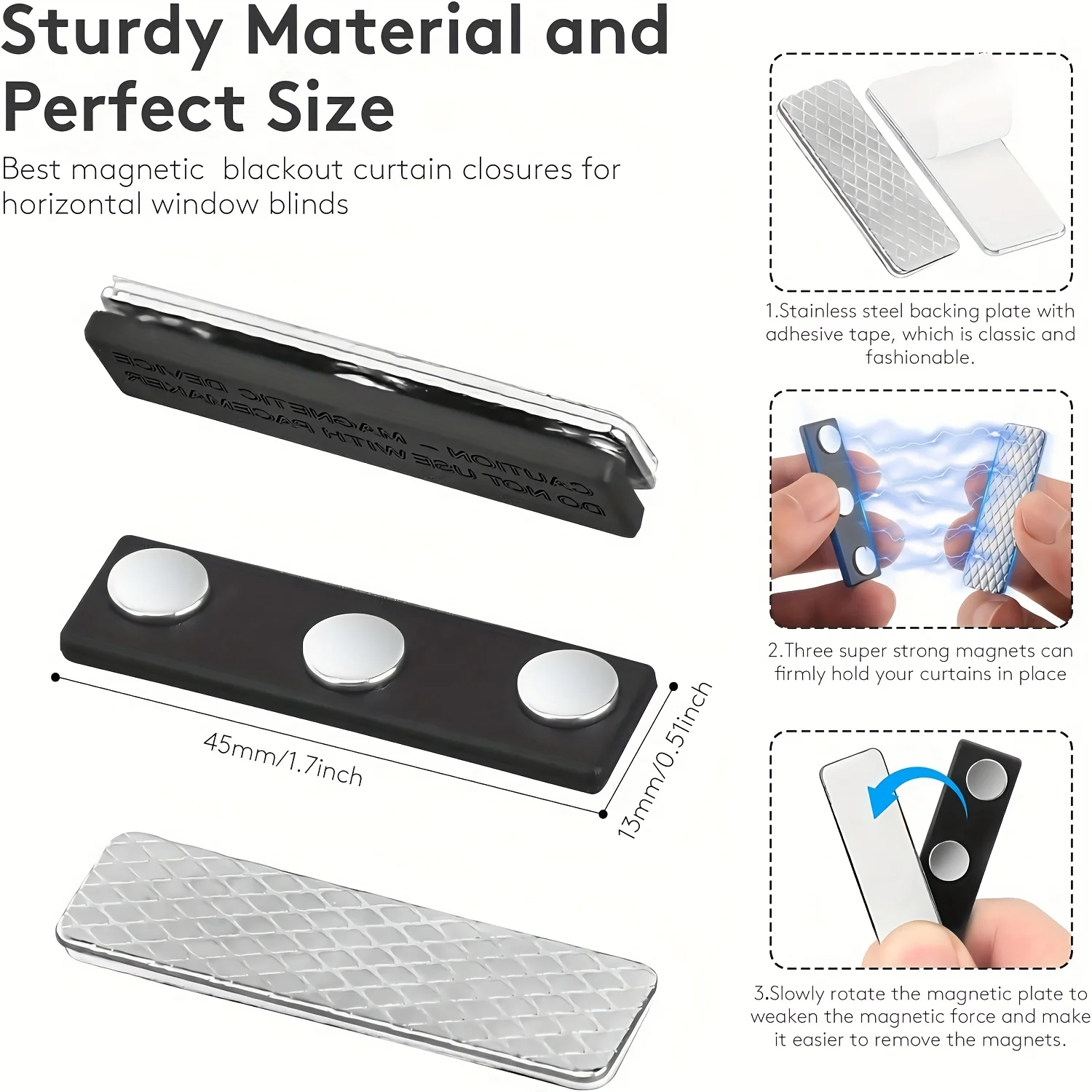 Magnetic Blinds Closure Kit with Self-Adhesive Clips