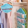 1PC 16 Grid Wall-mounted Clothes Organizer Fabric Closet Bag Storage Rack Mesh Pocket Clear Hanging Over The Wardrobe 3