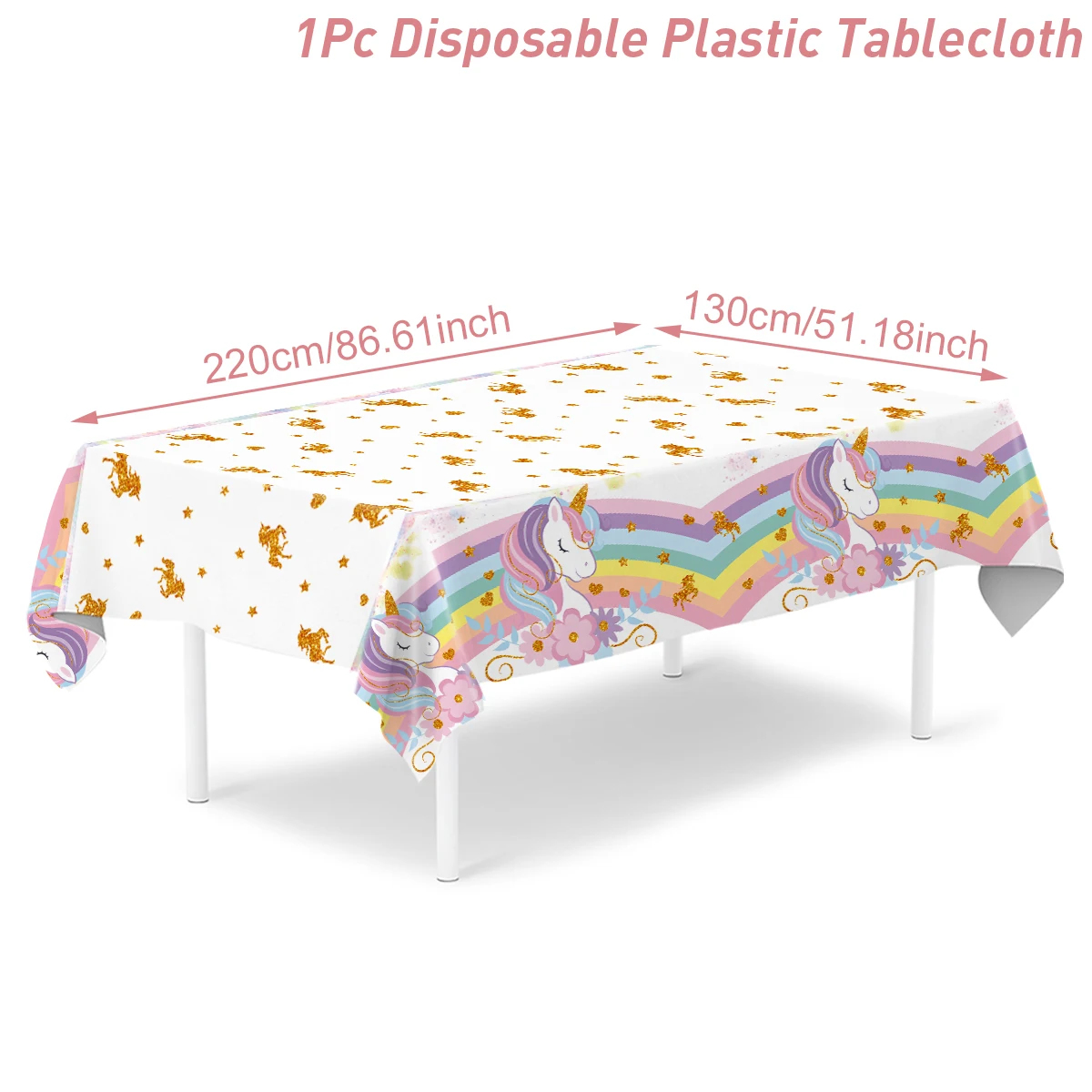 Rainbow Unicorn Birthday Party Supplies - Disposable Tableware and Decorations