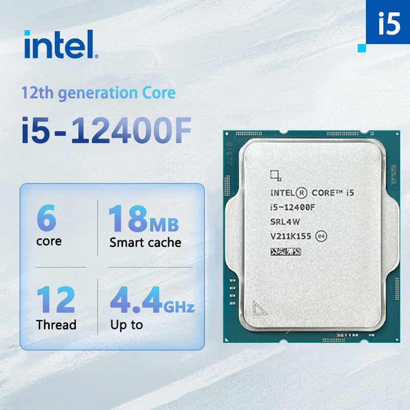 Intel Core i5-12400F New i5 12400F 2.5 GHz 6-Core 12-Thread Processor L3=18M 65W Support DDR4 DDR5 Desktop CPU Socket LGA 1700