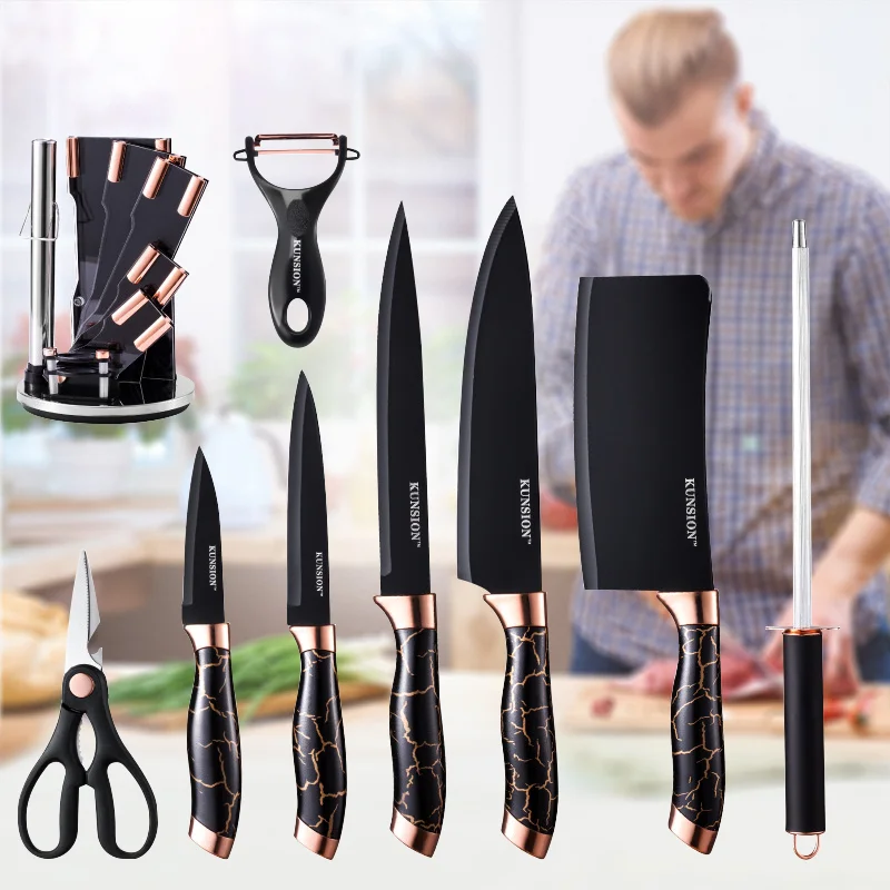 9-piece Kitchen Set Sharpening Stick Scissors Set Chef Knife Sharp Kitchen  Knife Fruit Knife Professional Beef Knife - AliExpress