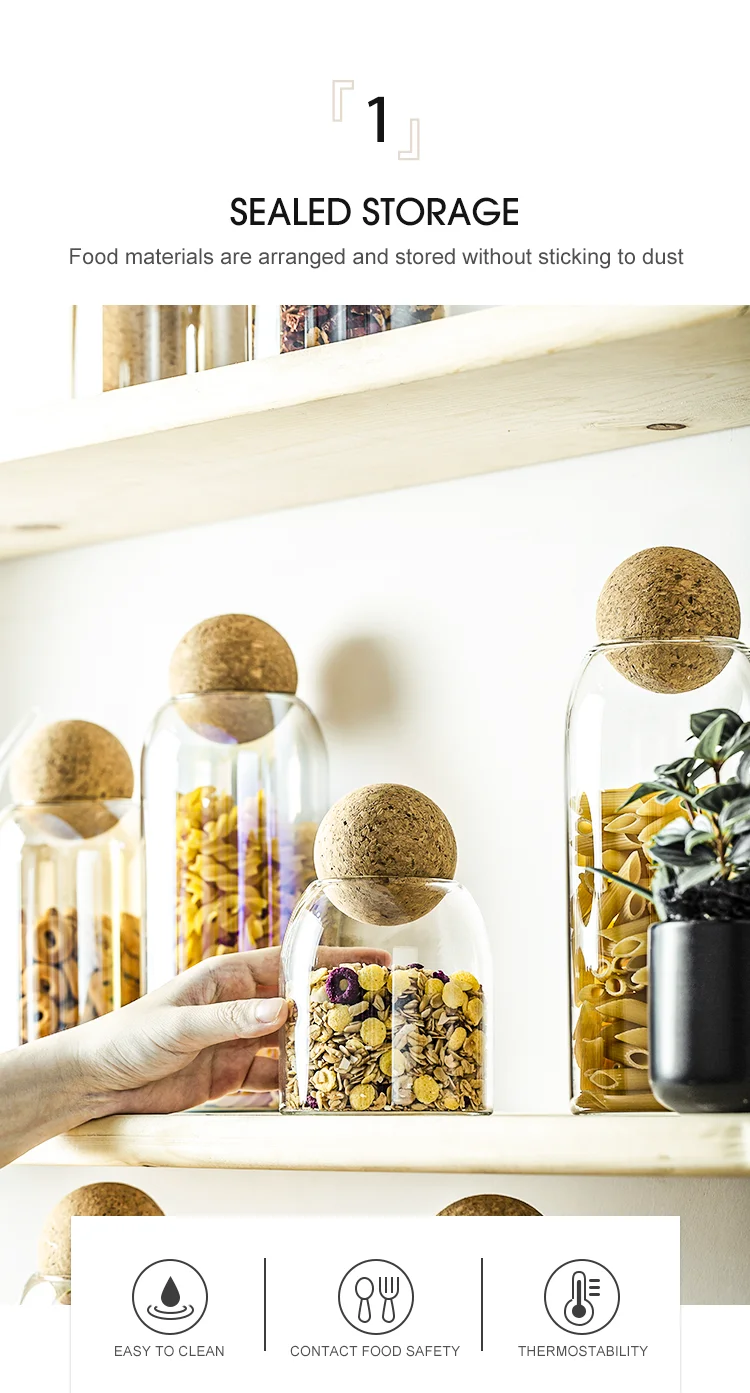 Lead-Free Glass Jar 4 Pieces Cork Ball Jar Set 16 Lead-Free Glass Jar 4 Pieces Cork Ball Jar Set