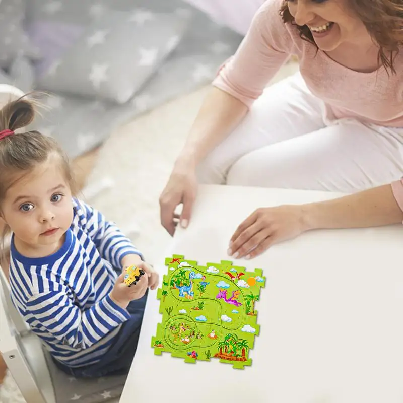 Educational Puzzle Track Burr Free Puzzle Board Track Electric Race Car Toy Kids Monetsori Construction Learning Toys