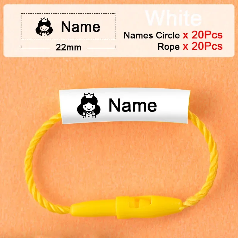 20 pezzi scarpe per bambini zainetto tazza vestiti nome adesivo etichetta impermeabile corda nome bambino anello ciondolo etichetta nome personalizzato per bambini