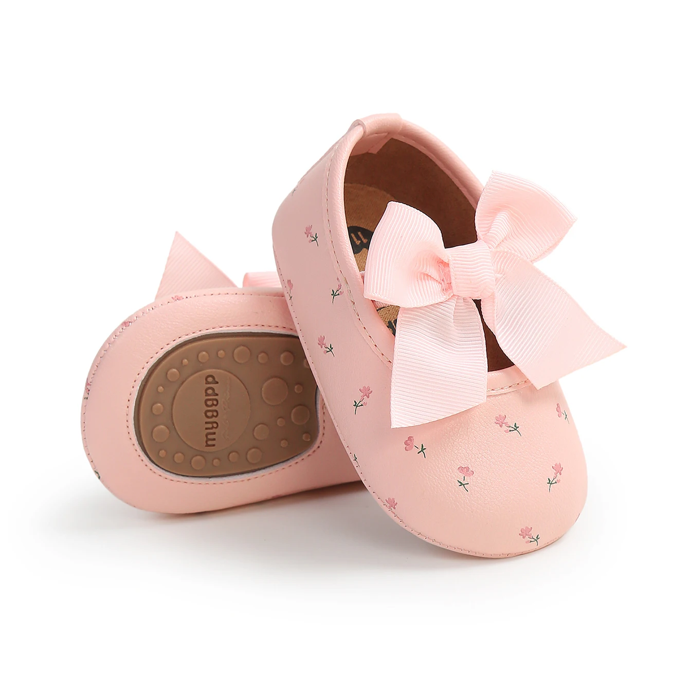 Bowknot Newborn Baby Shoes Princess Flower Embroidery PU Leather Girls Moccasin Anti-slip Soft Rubber Footwear Infant Crib Shoes