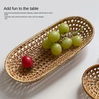 Vietnamese Hand-woven Autumn Rattan Woven Storage Towel Holder Coaster Tea Drain Photography Props  Snack Plate Fruit Plate 2