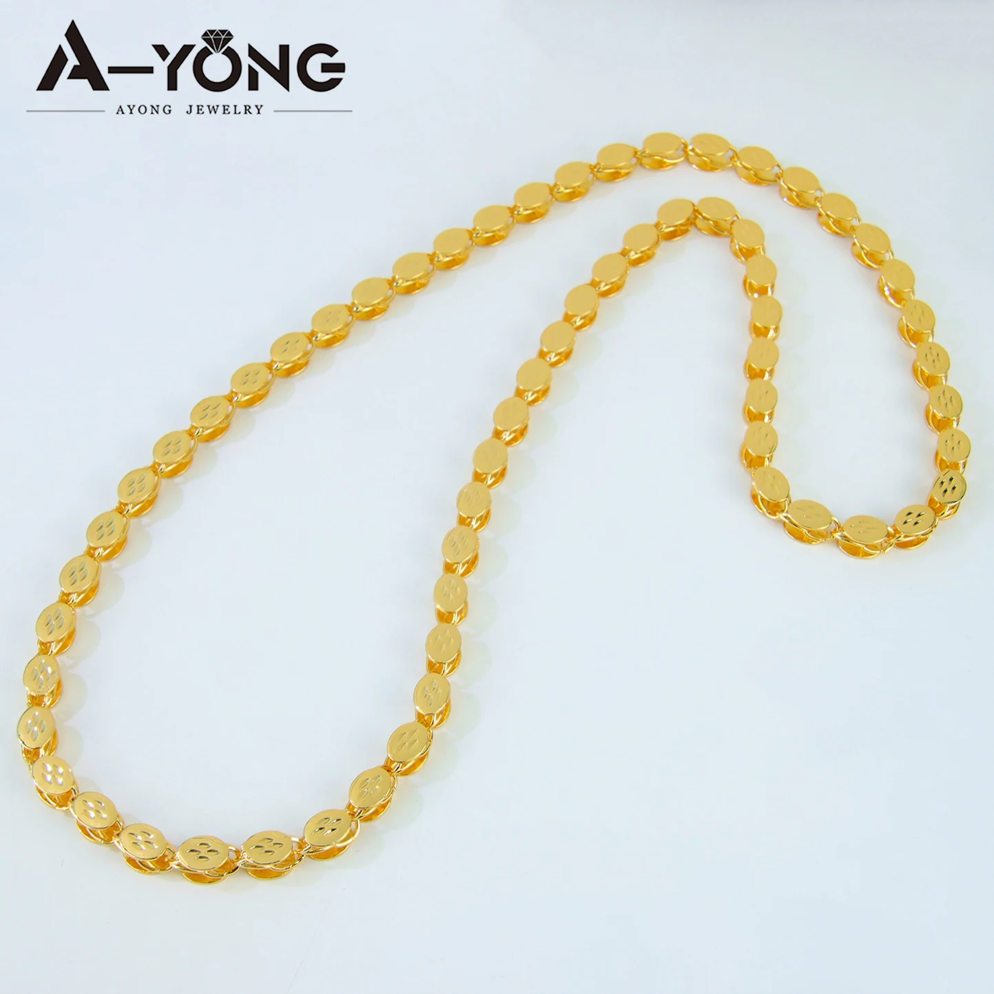 Luxury Arabic Wedding Long Necklace 50/100cm 24k Gold Plated Islamic Turkish Women Bridal Engagement Party Chic Jewelry 3