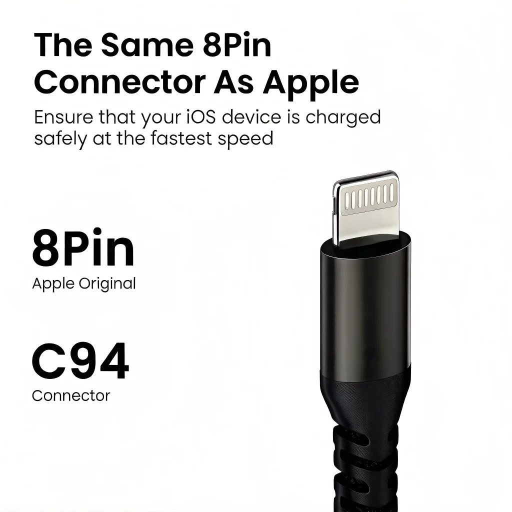 MFi 인증 20W USB C-라이트닝 브레이디드 6피트/10피트 고속 충전 케이블 (아이폰 14-8 및 아이패드용)