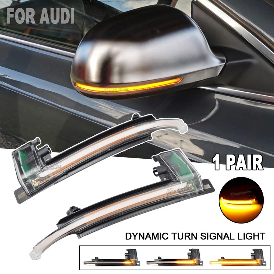thumbnail interactive-video image 1 of 2pcs Mirror Dynamic Turn Signal Light Indicator Fit For Audi A4 S4 RS4 1 of 9