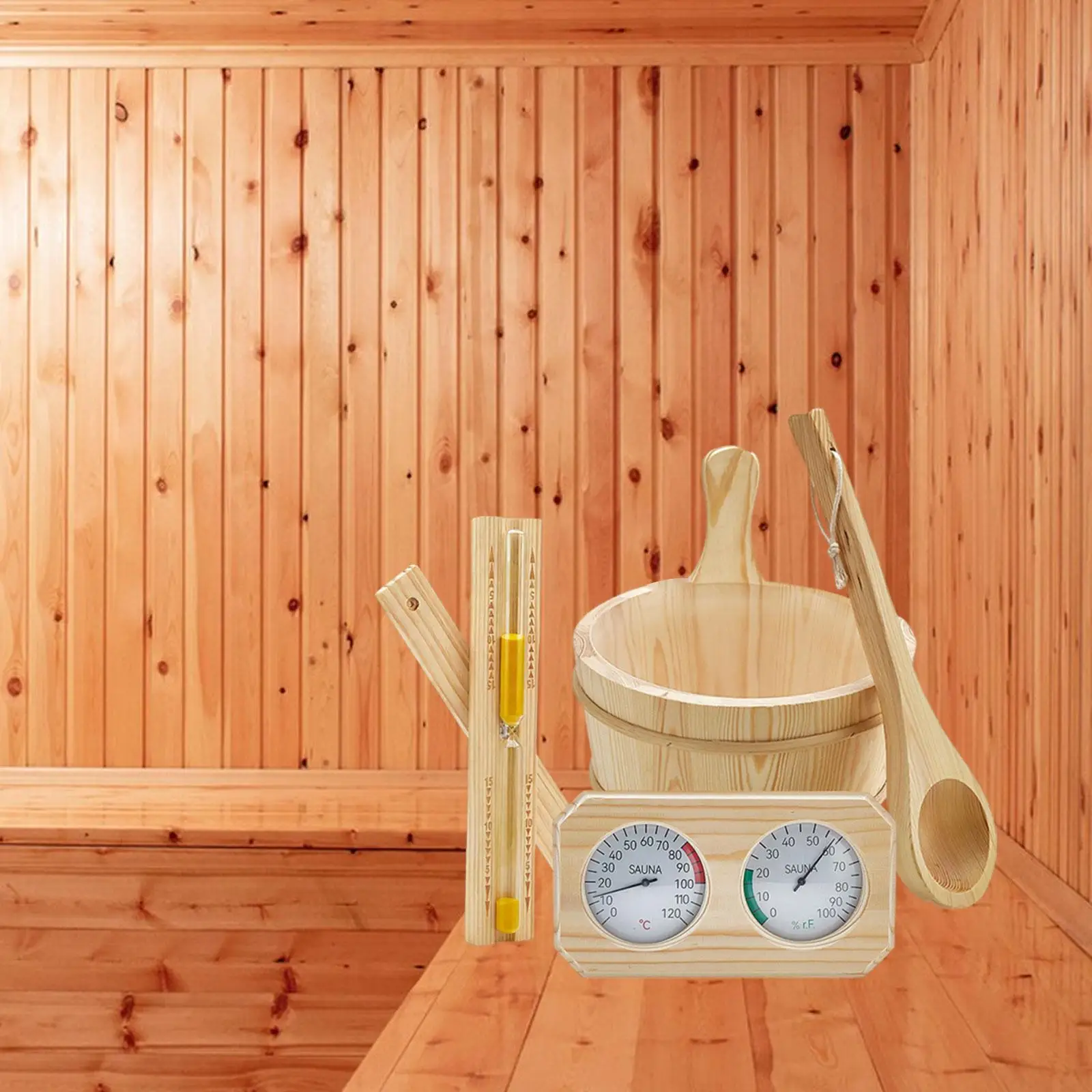 Sauna Accessories Set 4L Bucket Ladle Hourglass Sand Timer for Bathroom SPA Bathtub Sauna Accessories Set 4L Bucket Ladle Hourglass Sand Timer for Bathroom SPA Bathtub