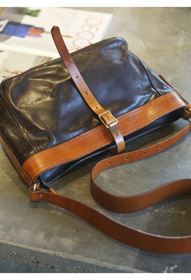 Hochwertige Damen-Umhängetasche aus Rindsleder der ersten Schicht, handgefertigte Vintage-Designer-Luxus-Unterarmtasche aus echtem Leder für Damen – Detail 12